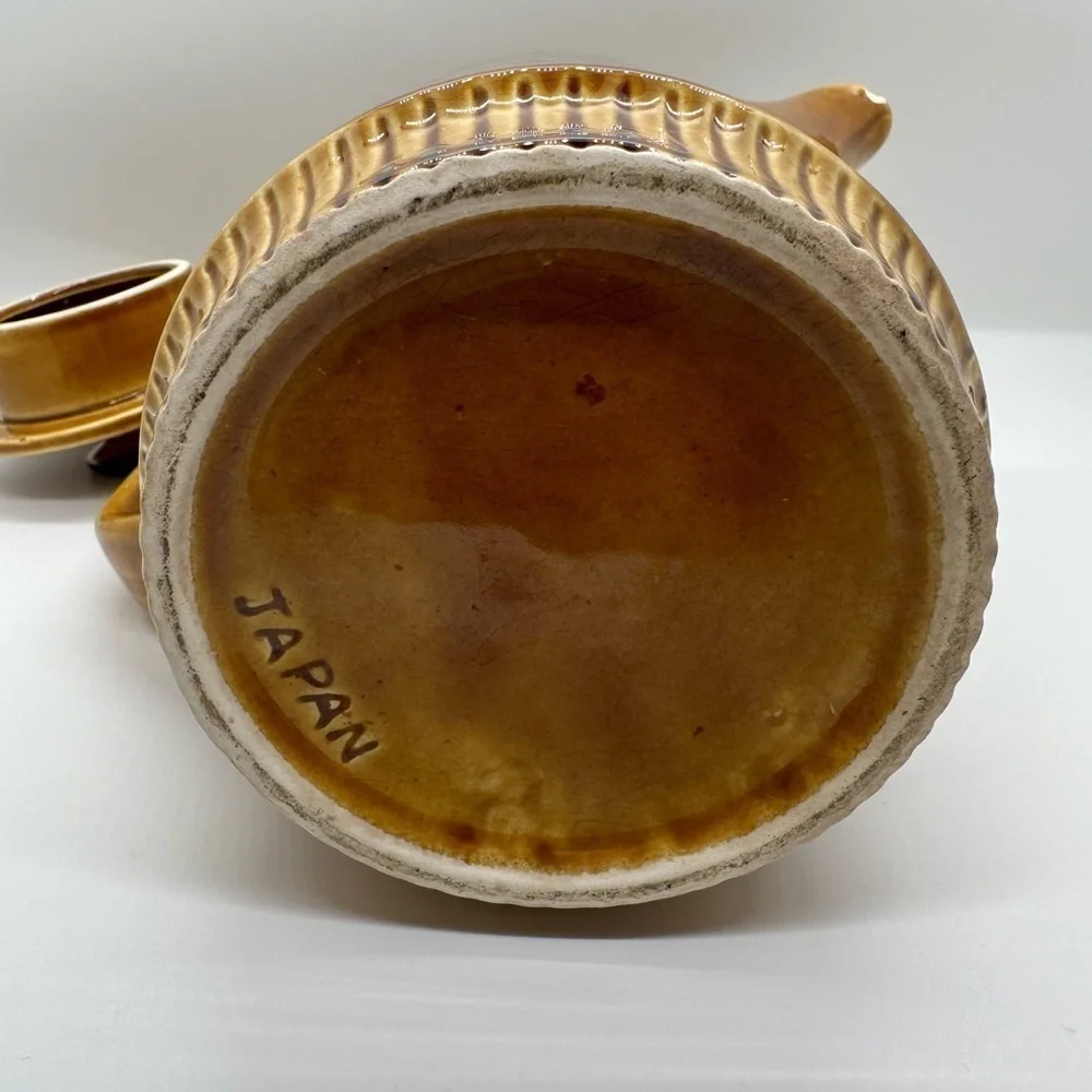Coffee Pot Brown Geometric Design MCM • Made in Japan